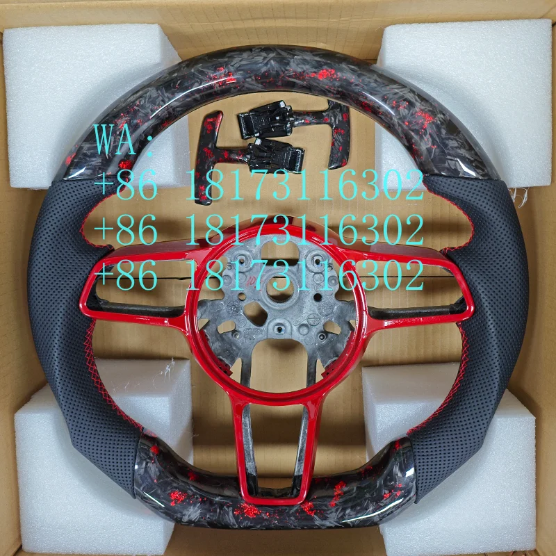Factory Discounts Customized Red Forged Carbon Fiber Steering Wheel 718 Boxster Cayman 911 Carrera Cayenne GTS Macan Panamera Tu