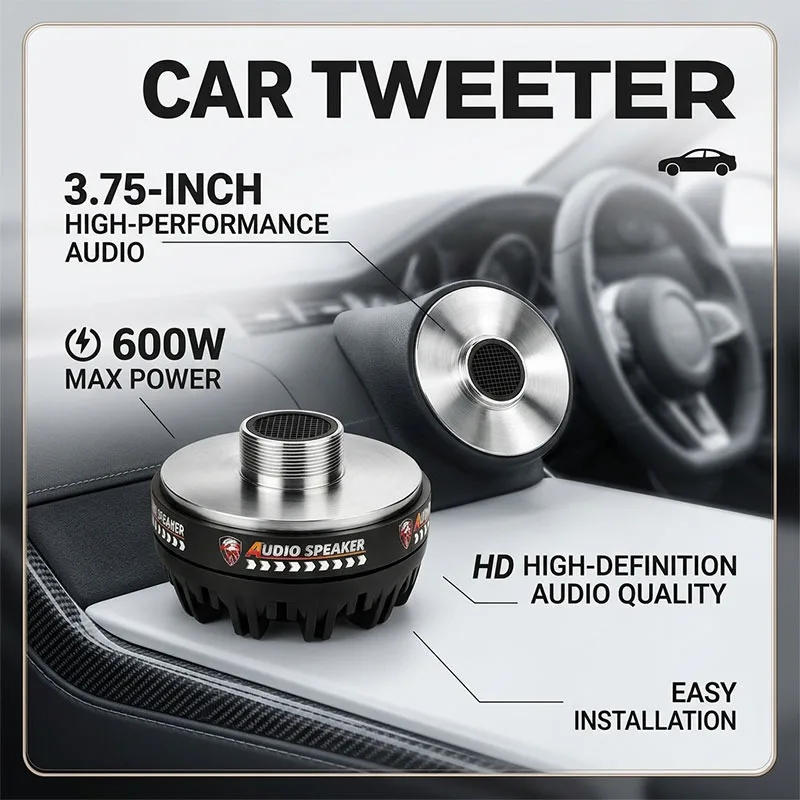 1pcs 3.75 Inch Car Speaker 600W Titanium Diaphragm Tweeter Speaker 8 Ohm High Frequency Driver Pro Home Music Car Sound System