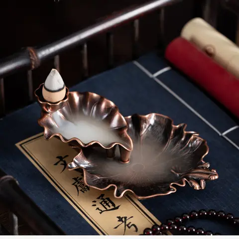 लीफ टावर अगरबत्ती सिरेमिक बर्नर खुशबू होल्डर बैकफ्लो सेंसर क्रिएटिव अरोमाथेरेपी स्मोक रिफ्लक्स वाटरफॉल अगरबत्ती बर्नर 8 best sales बैक फ्लो धूप बर्नर - №8