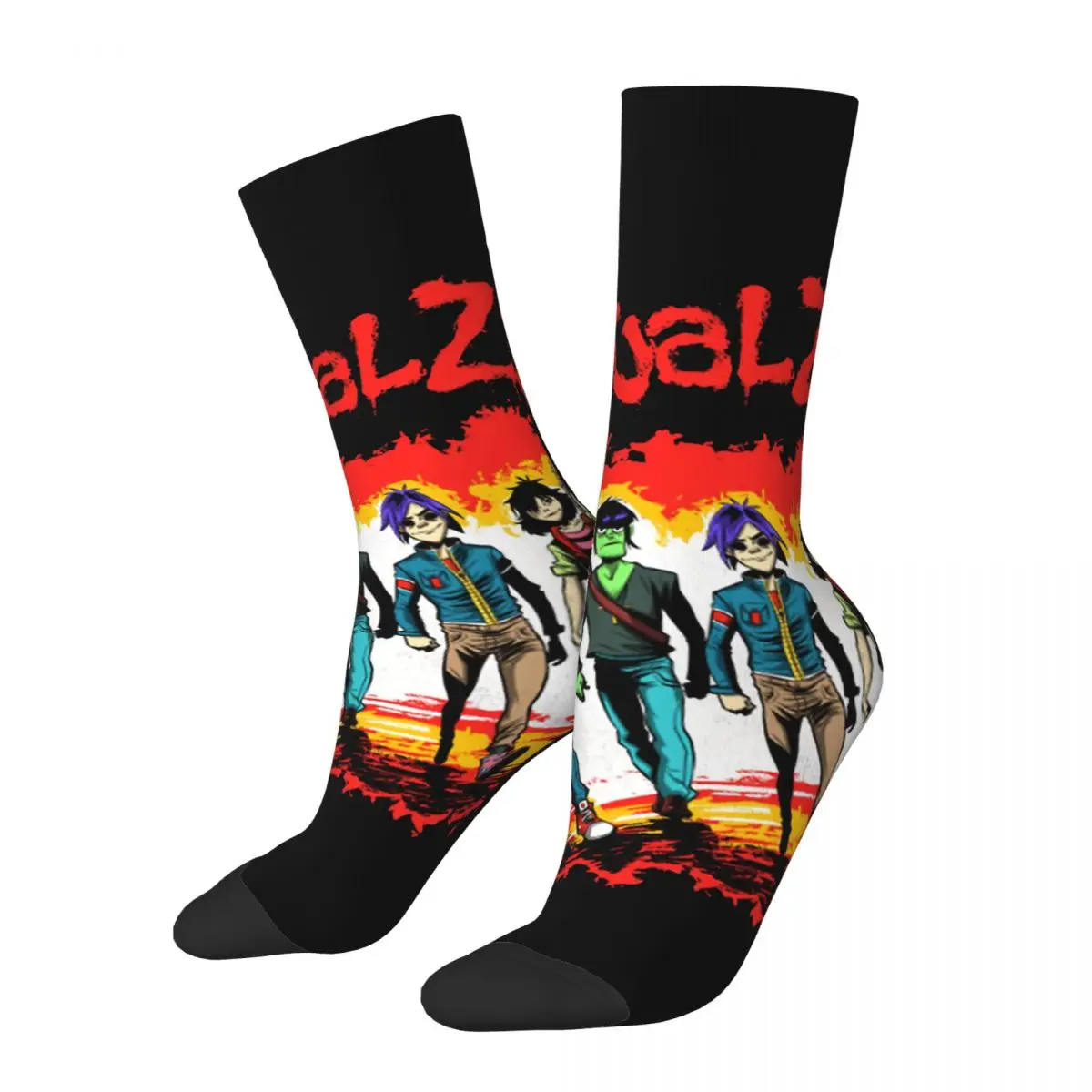 

Funny Crazy compression The Virtualz Sock for Men Hip Hop Vintage G-Gorillaz Happy Quality Pattern Printed Boys Crew Sock