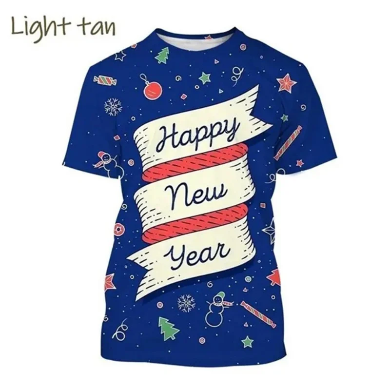 

Happy New Year Cool T-shirt Cool Harajuku 3D Printed Short Sleeve T Shirts Festival Street Trendy Men Women New Tee Top 2025