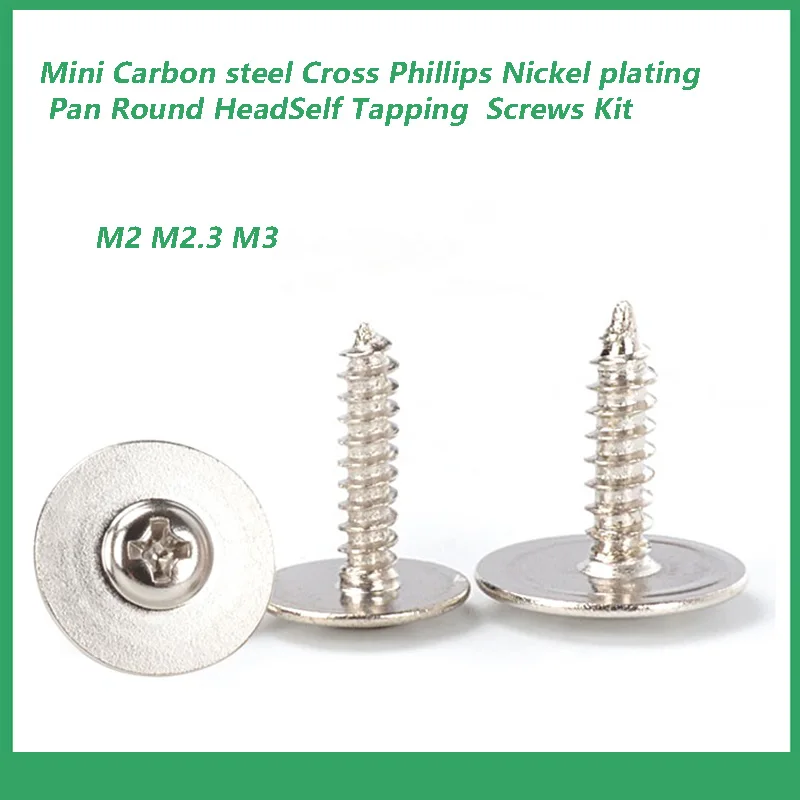 M2 M2.3 M2.6 M3 Mini Carbon Steel Cross Phillips Nickel Plating Pan Round Head Self Tapping Wood Screw Small Wood Screws