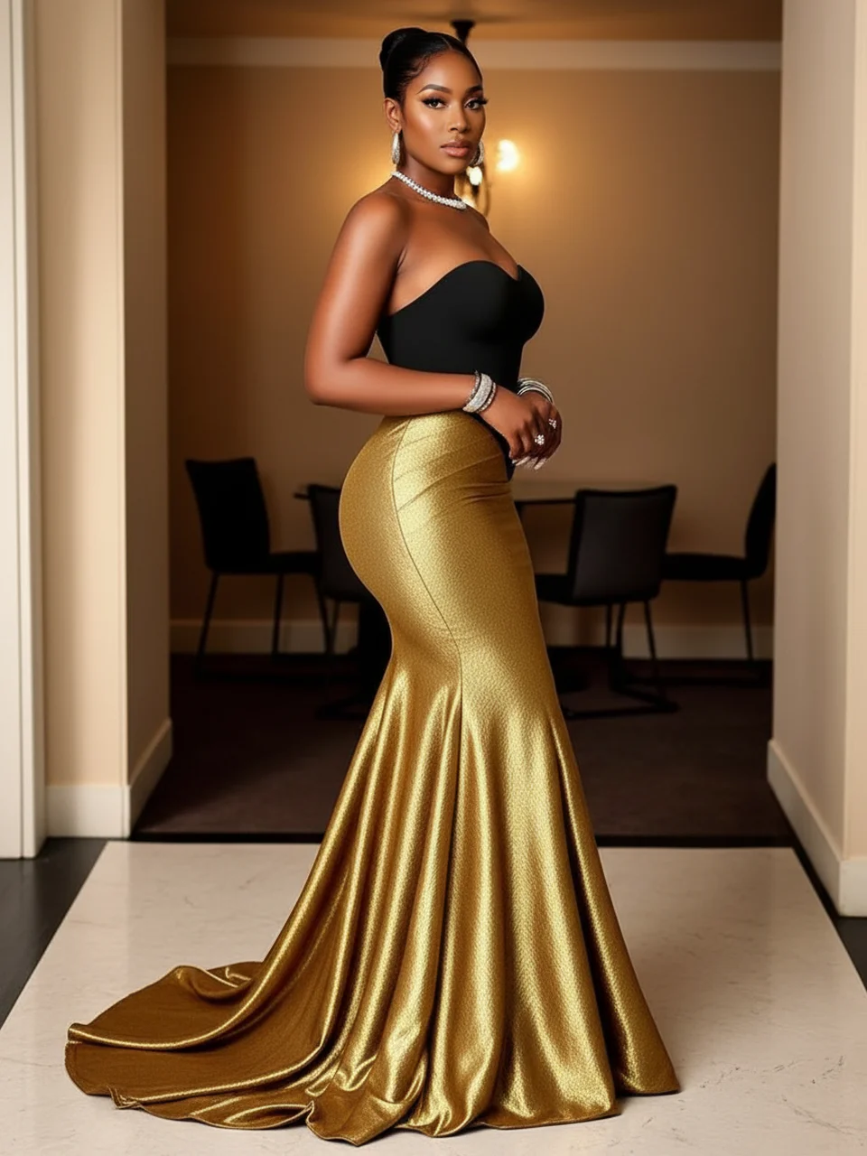 Women Tube Heart Neck Fitted Maxi Gown With Train For Formal Evening Prom Wedding Guest And Banquet Occasion