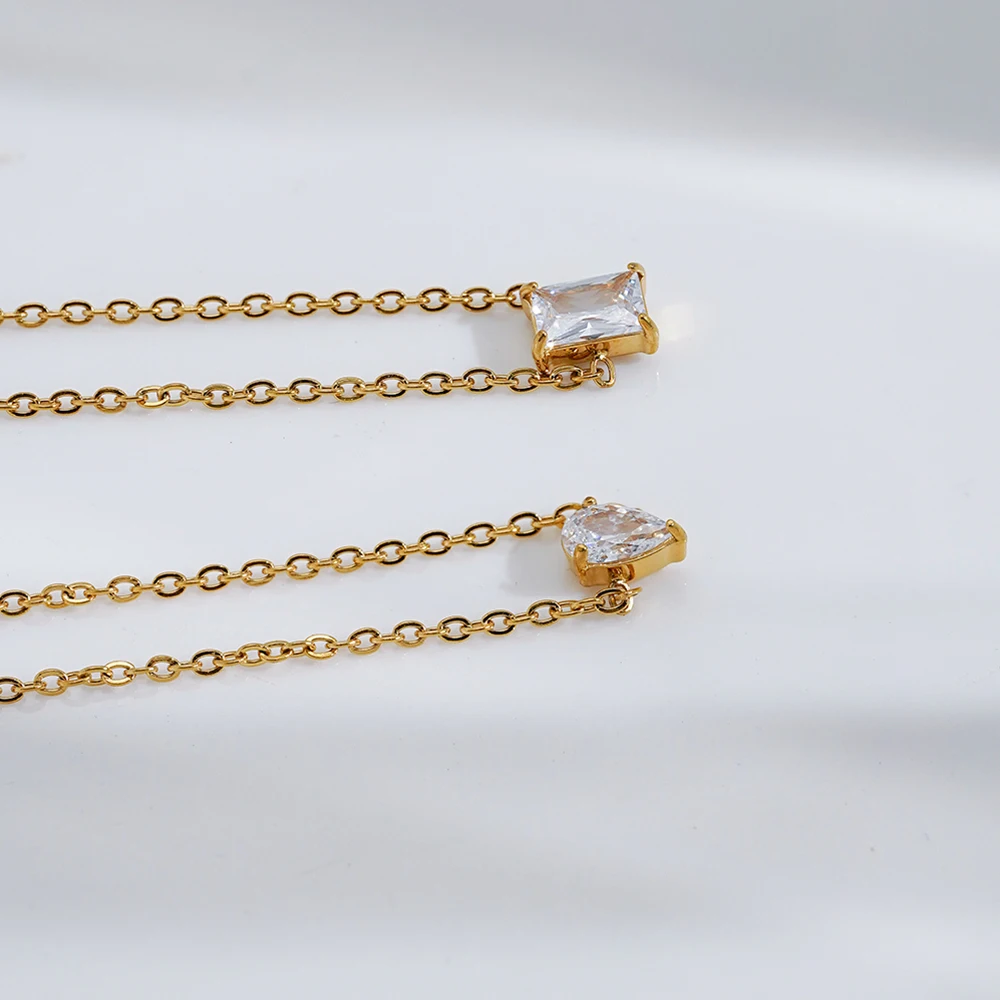 ENFASHION Pulseras Simple Square White Zircon Bracelet For Women's Stainless steel 18K Gold Plated High Street Delicate Jewelry