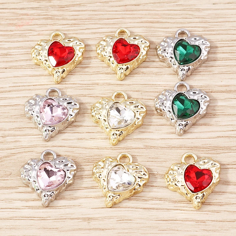 4 Stück zarte Kristall-Metall-Anhänger mit Liebesherz und Augenmotiv für die Schmuckherstellung, Halsketten, Ohrringe, Armbänder, DIY-Bastelzubehör – Detail 10