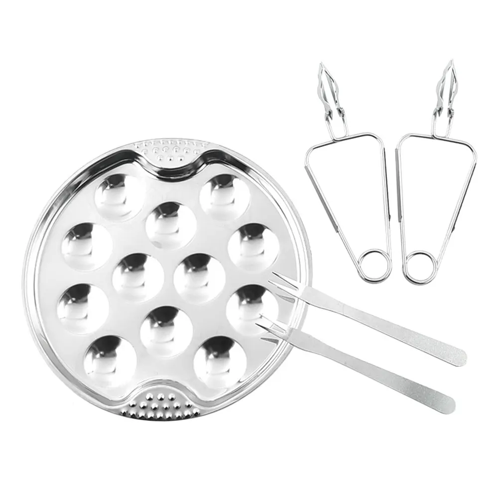 

Stainless Steel Snail Dish Set Baking Oven Pan Plate Escargot Cooking Trays for Pans