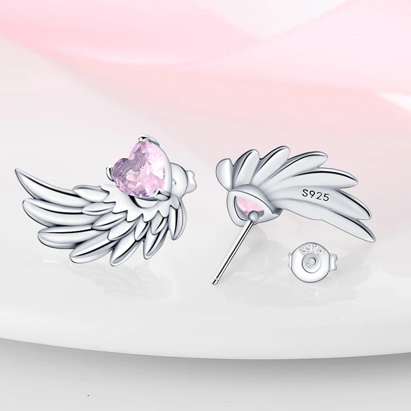 Fashion Spring Series Earrings For Women 925 Silver Color Butterfly Dragonfly Flower Heart Shaped Ear Studs Fine Jewelry Couple