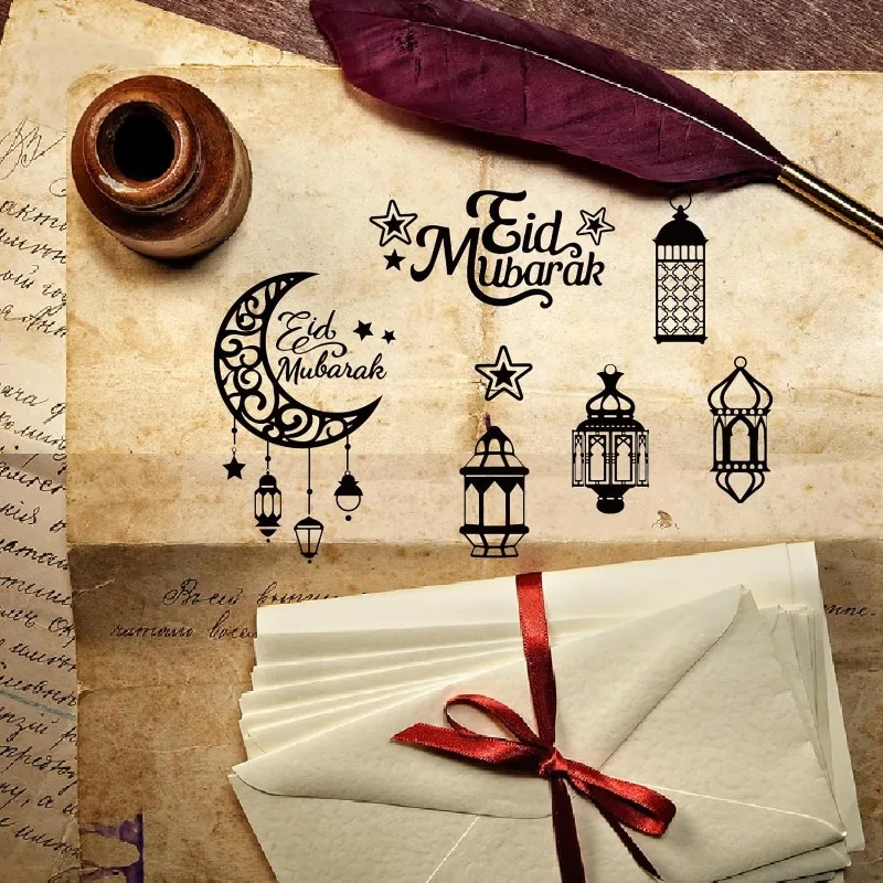 1 sztuk Eid al-Fitr przezroczyste znaczki dla majsterkowiczów Scrapbooking latarnie księżyc silikonowe przezroczyste pieczęcie uszczelki