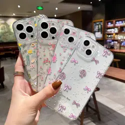 Case For Samsung Galaxy S25 S24 Ultra S23 S22 S21 S20 Plus S24FE FE A55 A54 A53 A52 A15 A14 A24 A7 cover Soft Pink Floral
