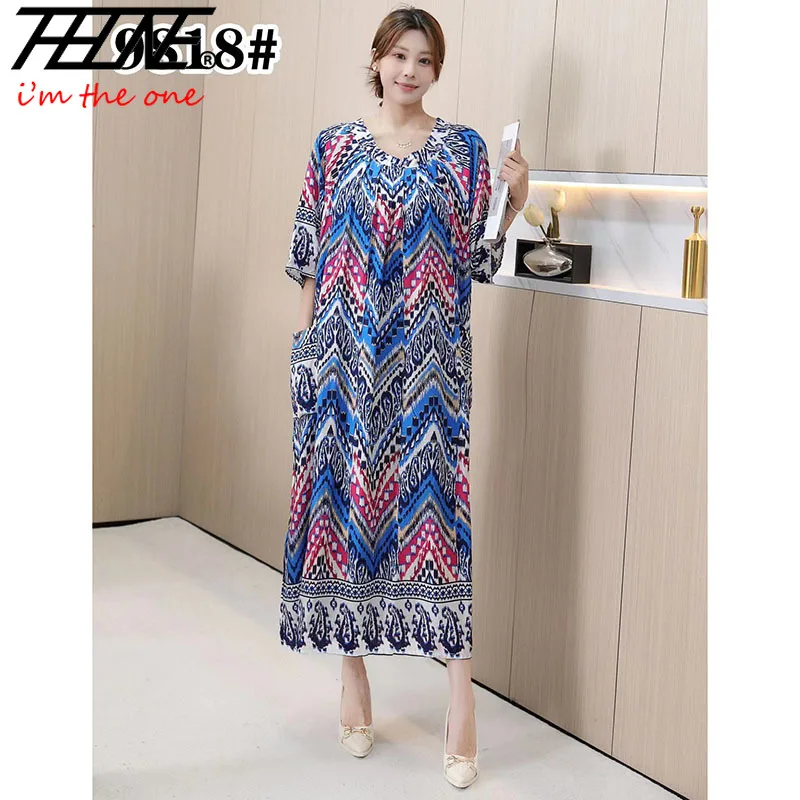 

Plus Size Dress Women 2024 Summer Robe Print Beach Style Loose Casual Holiday Long Maxi Dresses Loose Vestido Feminino Oversized