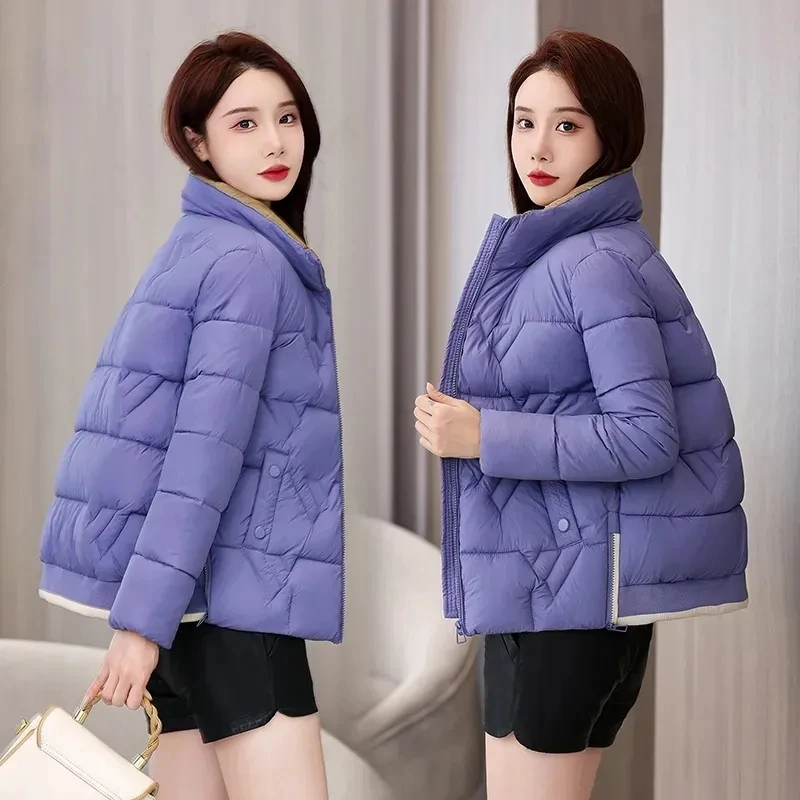 2023 New Winter Women Jacket Coat Short Parka Stand up Collar Down Cotton Coats Female Overcoat Warm Outwear Snow Wear Ladies