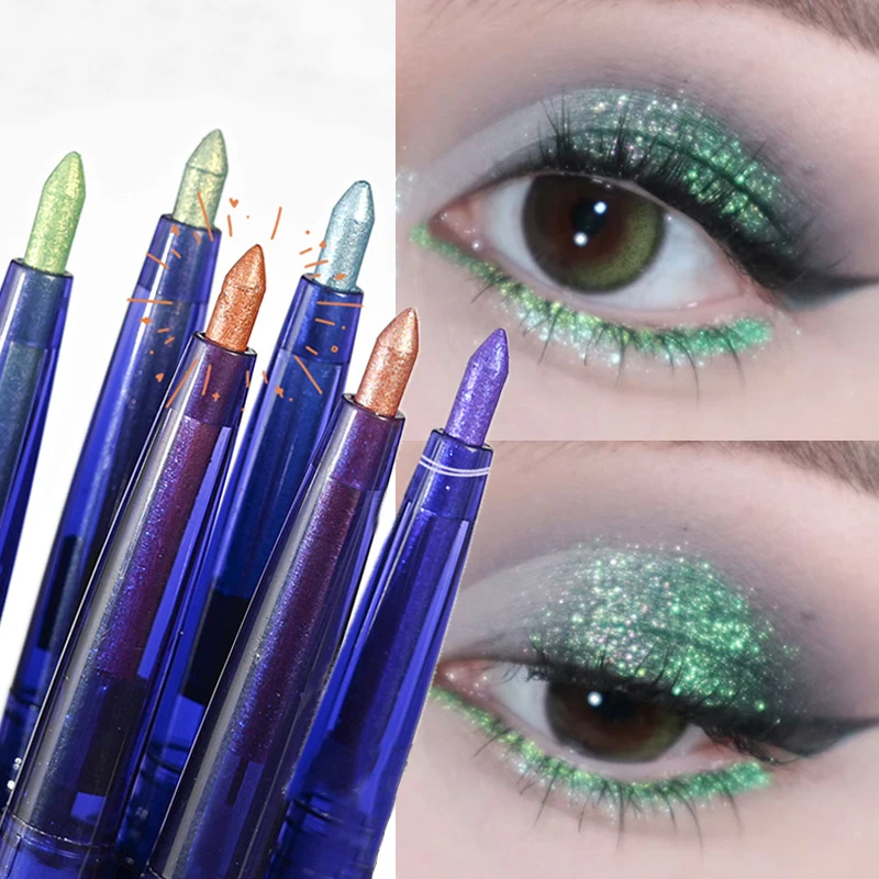 Diamond Glitter Metallic Eyeliner Eyeshadow Pencil Green Blue High-gloss Brightening Shiny Eye Shadow Stick Eyes Makeup Cosmetic