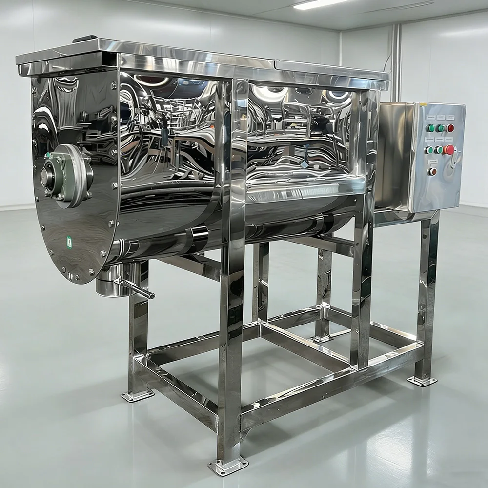 Spices Food Ribbon Mixer Blender Industrial Horizontal Ribbon Mixing Machine for Detergent Powder SUS 316 Polishing Process