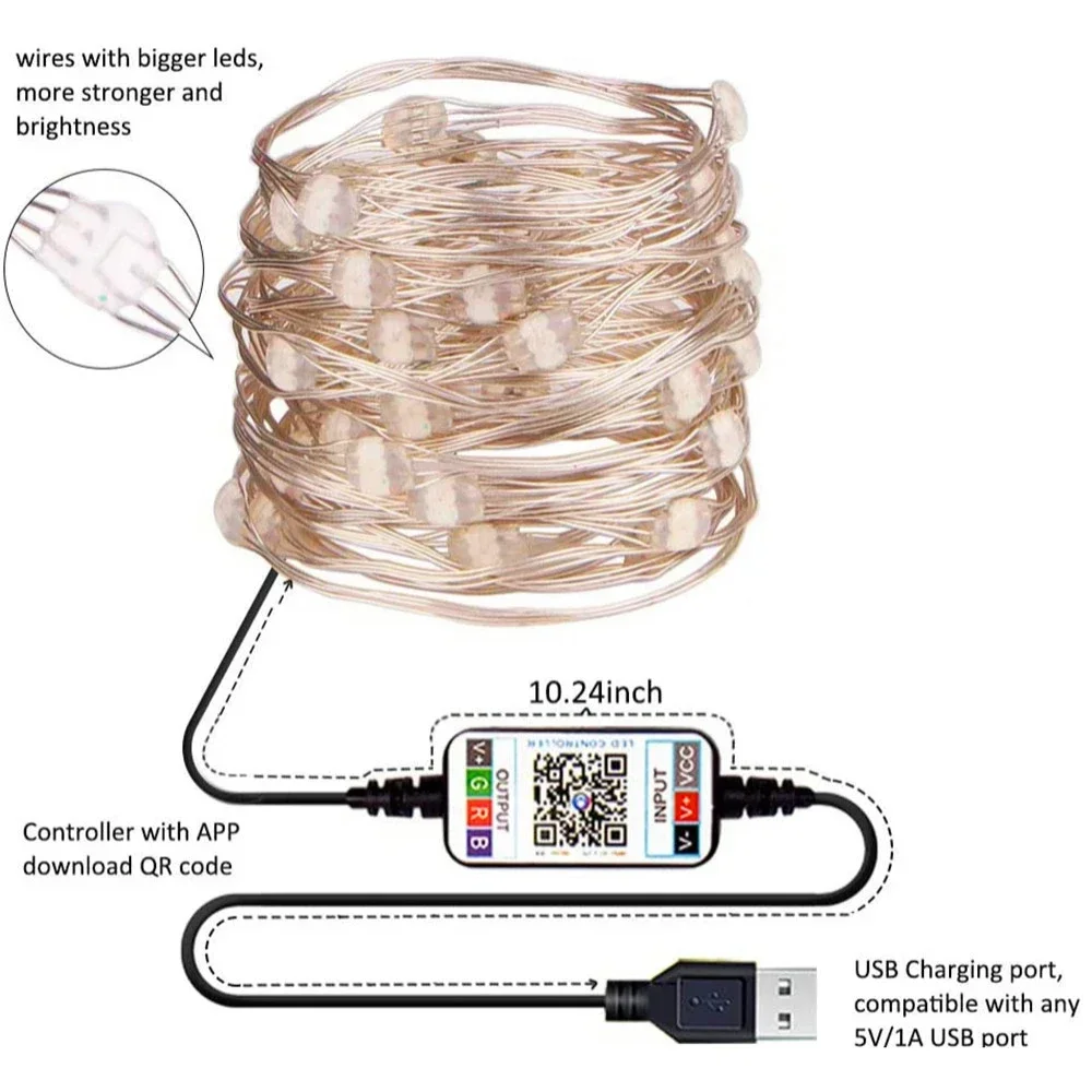 30M 10M 2M LED bożonarodzeniowe lampki girlanda żarówkowa inteligentne Bluetooth adresowane kurtyny świetlne girlandy Festoon dekoracje świąteczne