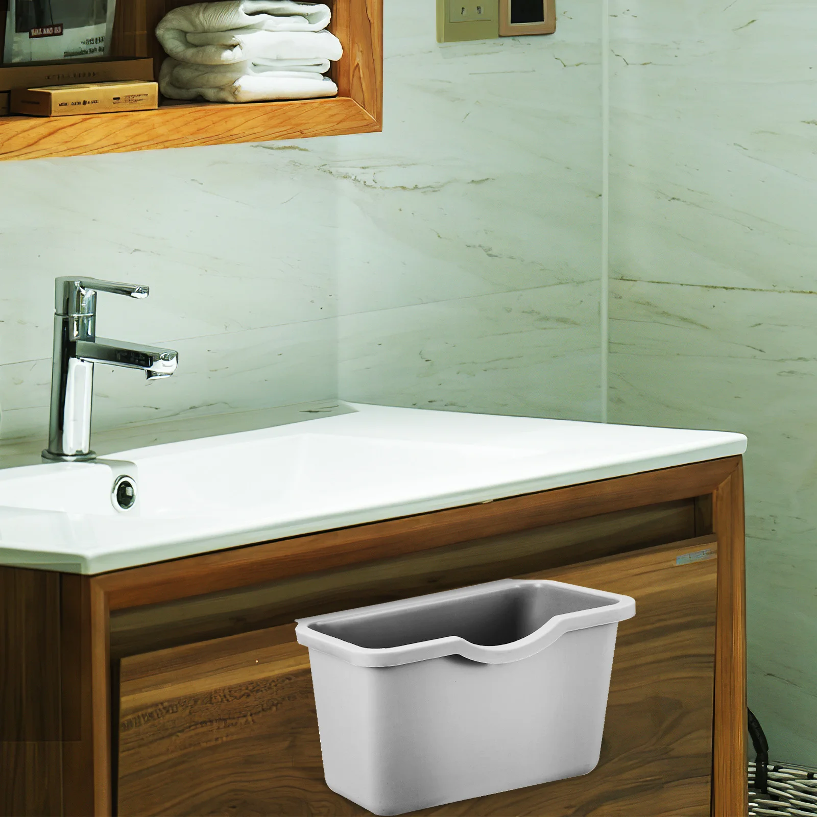 

Hanging Trash Can Kitchen Compost Bin with Hook for Cabinet Door Space Saver Small Garbage Bucket Countertop Waste Holder