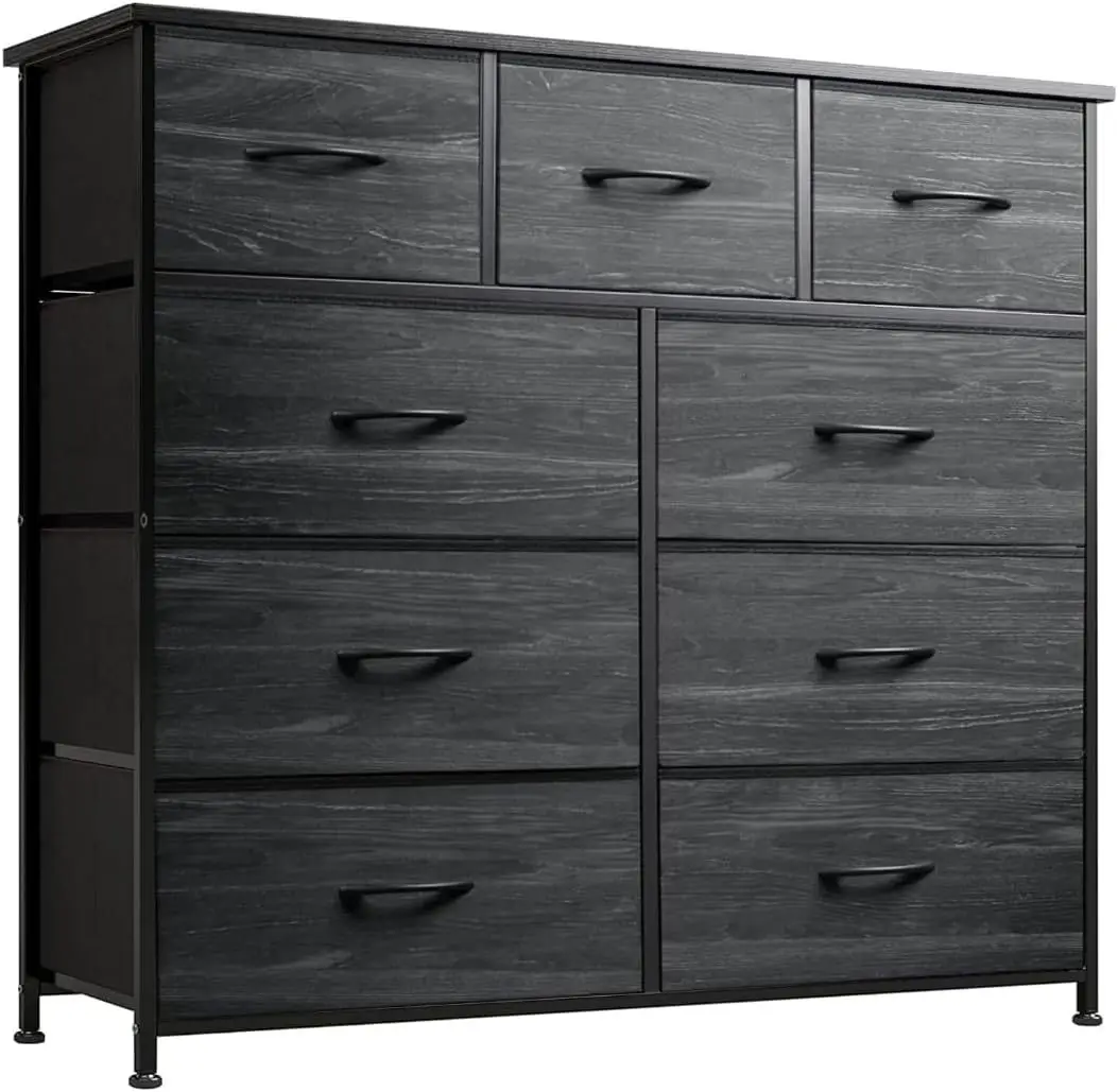 Armario con 9 cajones de tela para dormitorio, cómoda doble grande con cajones anchos, cómoda moderna, armario organizador de almacenamiento