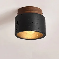 Italian Black Travertine Ceiling Light Entrance Hallway Balcony Bedroom Living Room Restaurant Hotel Stone Decor Downlight