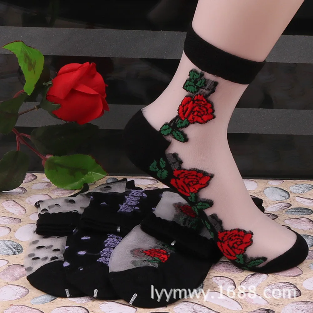 Chaussettes en résille sexy pour femmes, dentelle, à volants, douces, confortables, en maille élastique, garniture à volants, transparentes, amusantes, 1 paire = 2 pièces, 3211