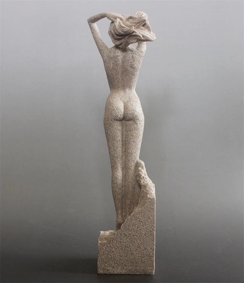 Sandstone Female Body Art Sculpture Handmade Nude Woman Model Statue Sitting Room Craft Studio Decor Bedroom Ornament Present