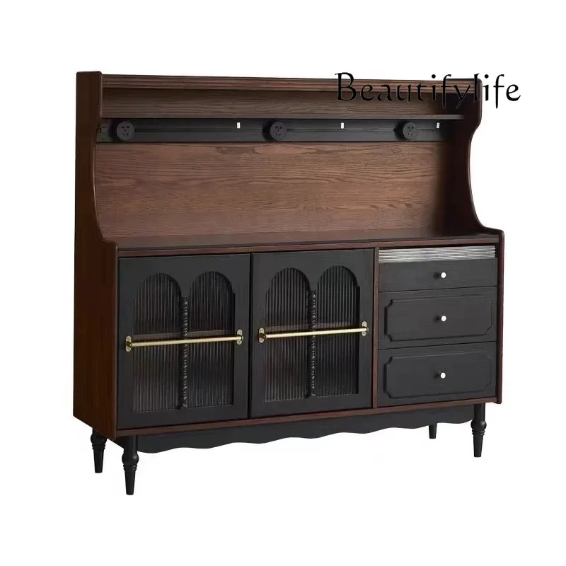 

Medieval dining side retro simple storage French rock slab living room tea against the wall solid wood integrated kitchen