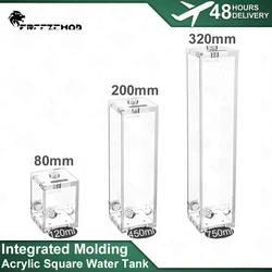 FREEZEMOD Square Acrylic Water Tank 80/200/320mm with Outlet Filter Screen Silver/black Mounting Bracket FXSX-F620