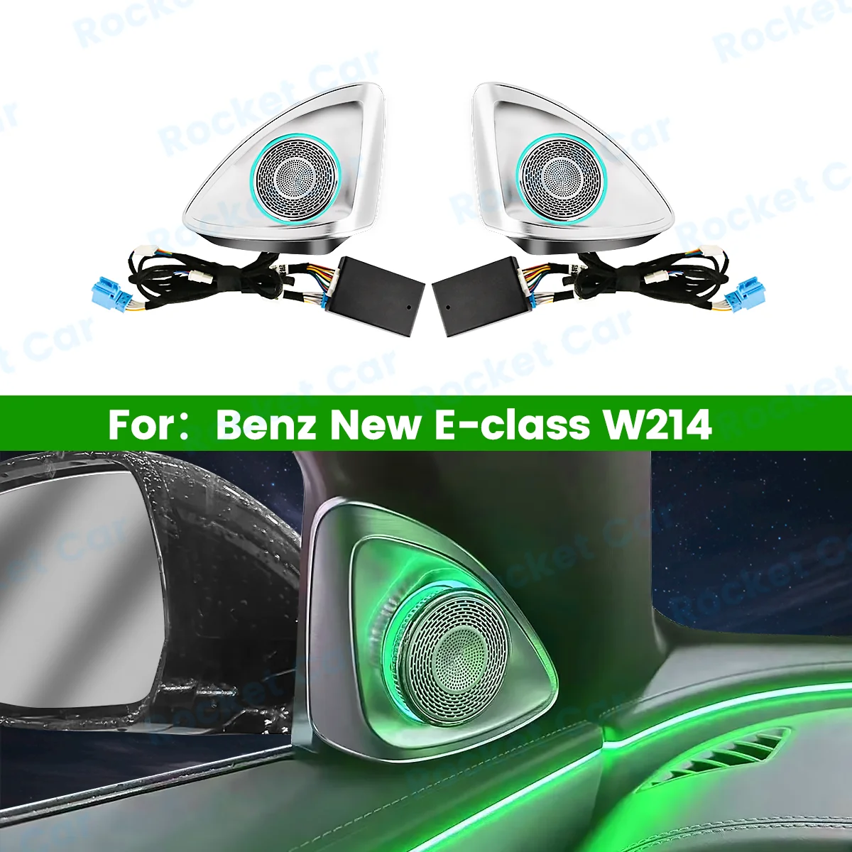 New LED 64 Colors 4D Rotating Tweeter Speaker For Mercedes Benz W214 E Class Car RGB Ambient Light Treble Horn Refit Accessory