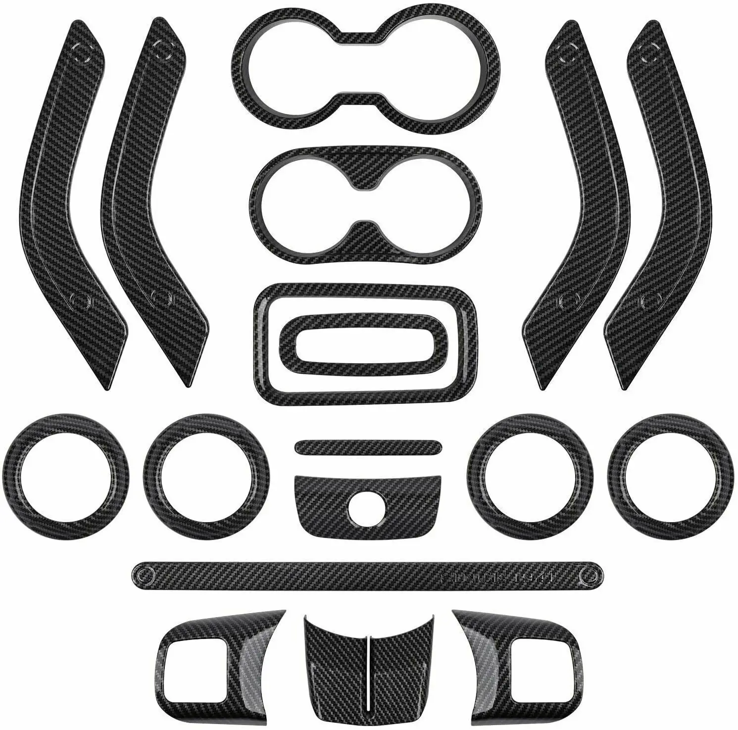 

18x Full Set Interior Decor Trim Kit Carbon Fiber for Jeep Wrangler JK 2011-2017