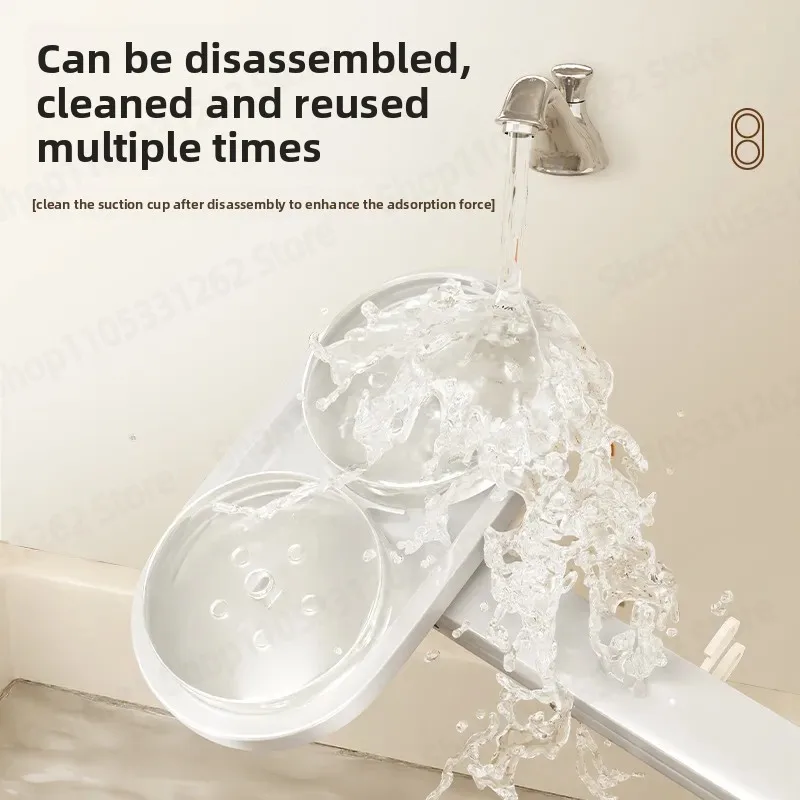 Dual Suction Cup Bathroom Shower Curtain, Waterproof Folding Invisible Partition for Wet Dry Separation