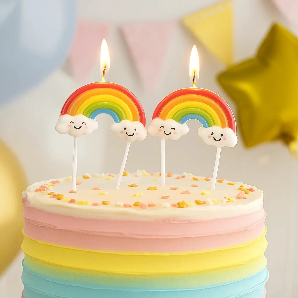 1PCS Regenbogen Geburtstag Kuchen Kerze Wolke Design kinder Party Dessert Dekoration Backen Plugin Kreative Geschirr – Detail 1