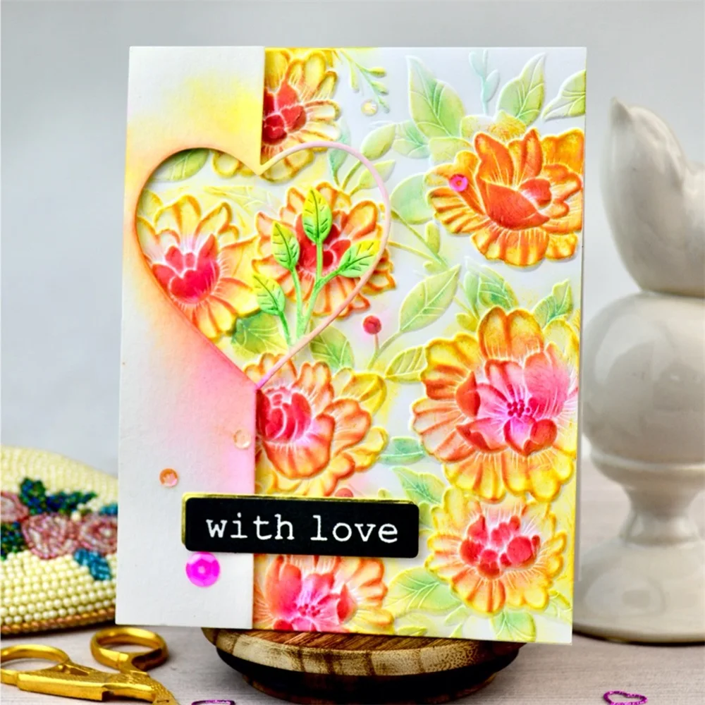 3D Embossing Folder Blossom Flowers for DIY Scrapbooking Adding Textured Paper Album Greeting Card Crafting Making Stencil