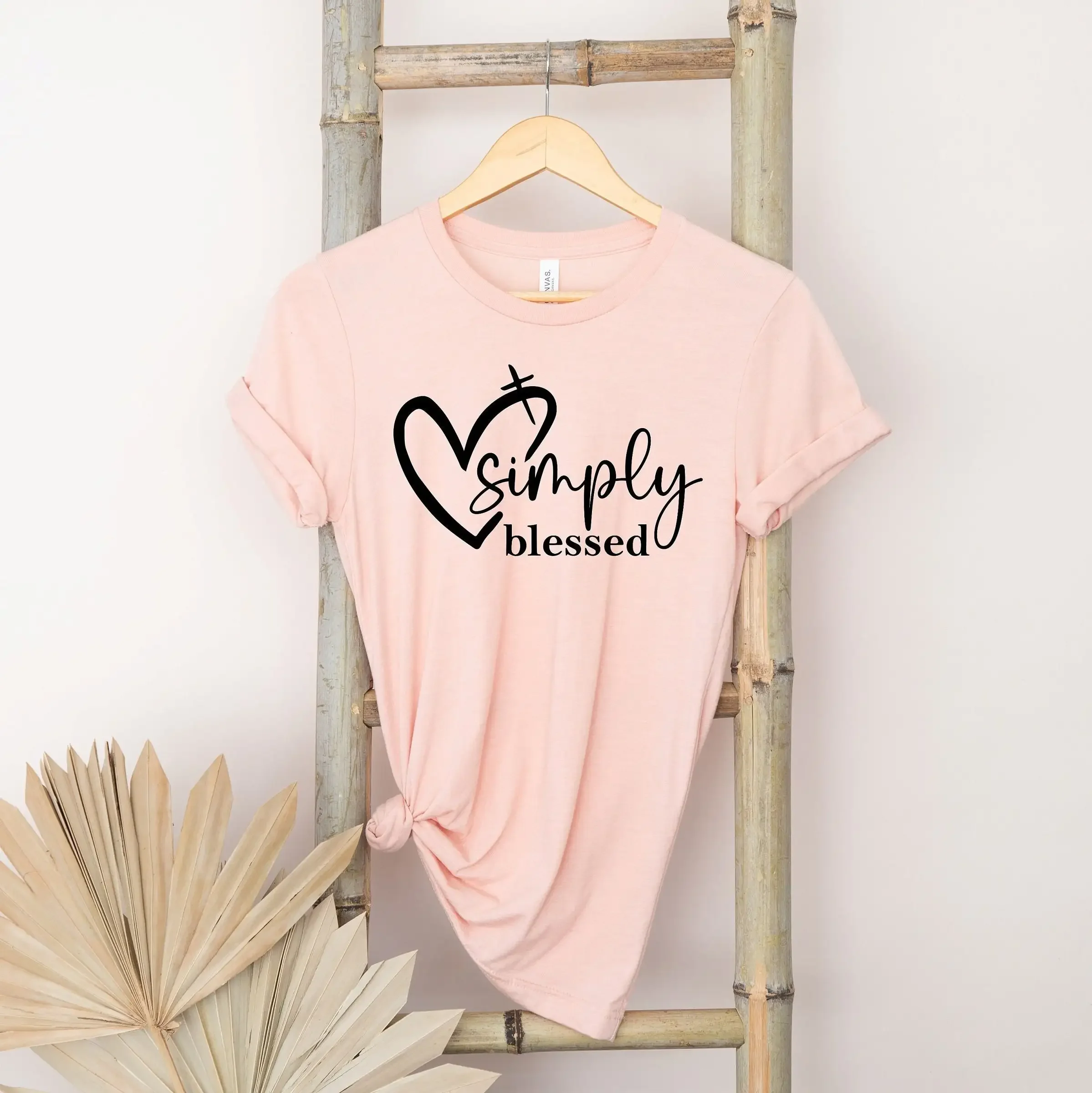 Simply Blessed T Shirt Christian Religious Faith Thankful Jesus Bible Verse Christ