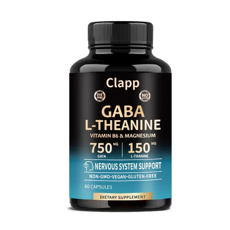 GABA que contiene suplemento de Teanina 750mg, suplemento de Liposome GABA altamente biodisponible, 60 cápsulas para adultos