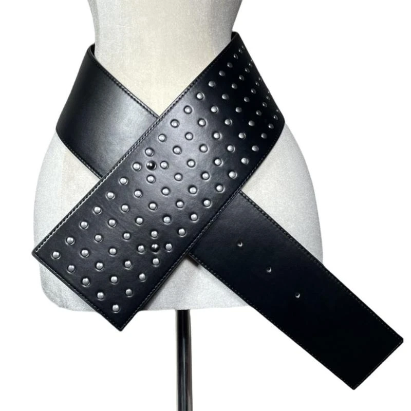 เข็มขัดเอวกว้าง 39BB โซ่ studded studded สำหรับชุดเครื่องแต่งกายแบบสบาย ๆ สำหรับชุดกางเกงยีนส์