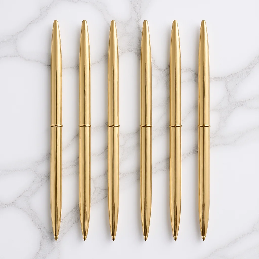 

6Pcs Golden Metal Ballpoint Pens Luxurious Touch Sleek Form Professional Writing Tool for Office School Business Black Ink
