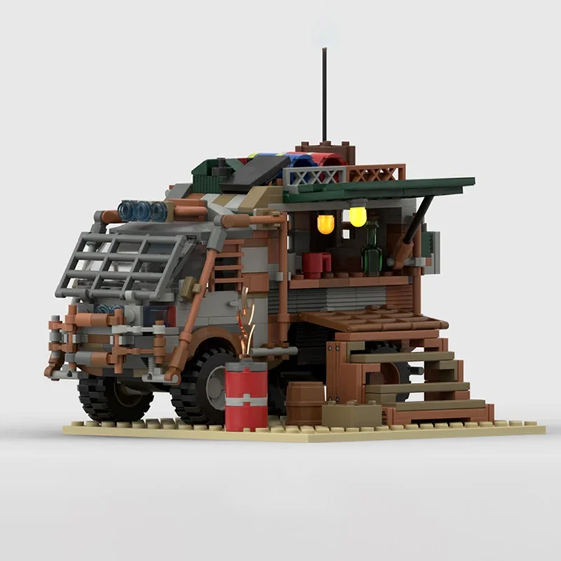 

399pcs MOC Doomsday Style —merchant Cart That Flows Inside The Camp Building Block Model Children Creative Toys Holiday Gifts