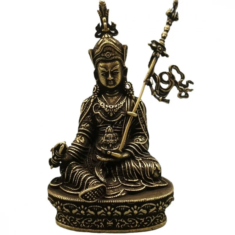 Vintage Brass Lotus Flower Bodhisattva Desktop Ornament Bronze Buddha Statue Craft
