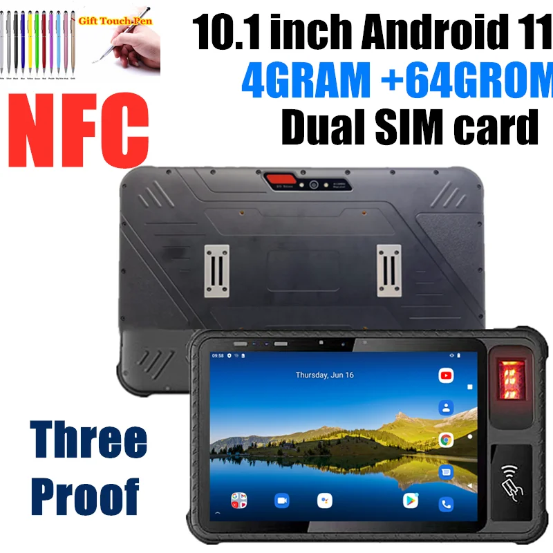 4GRAM 64GROM 10.1 INCH T801 Android 11 Three Defense NFC Tablet 4G LTE Phone Call MTK 6765 Octa Core Dual SIM Card WIFI 2 Camera