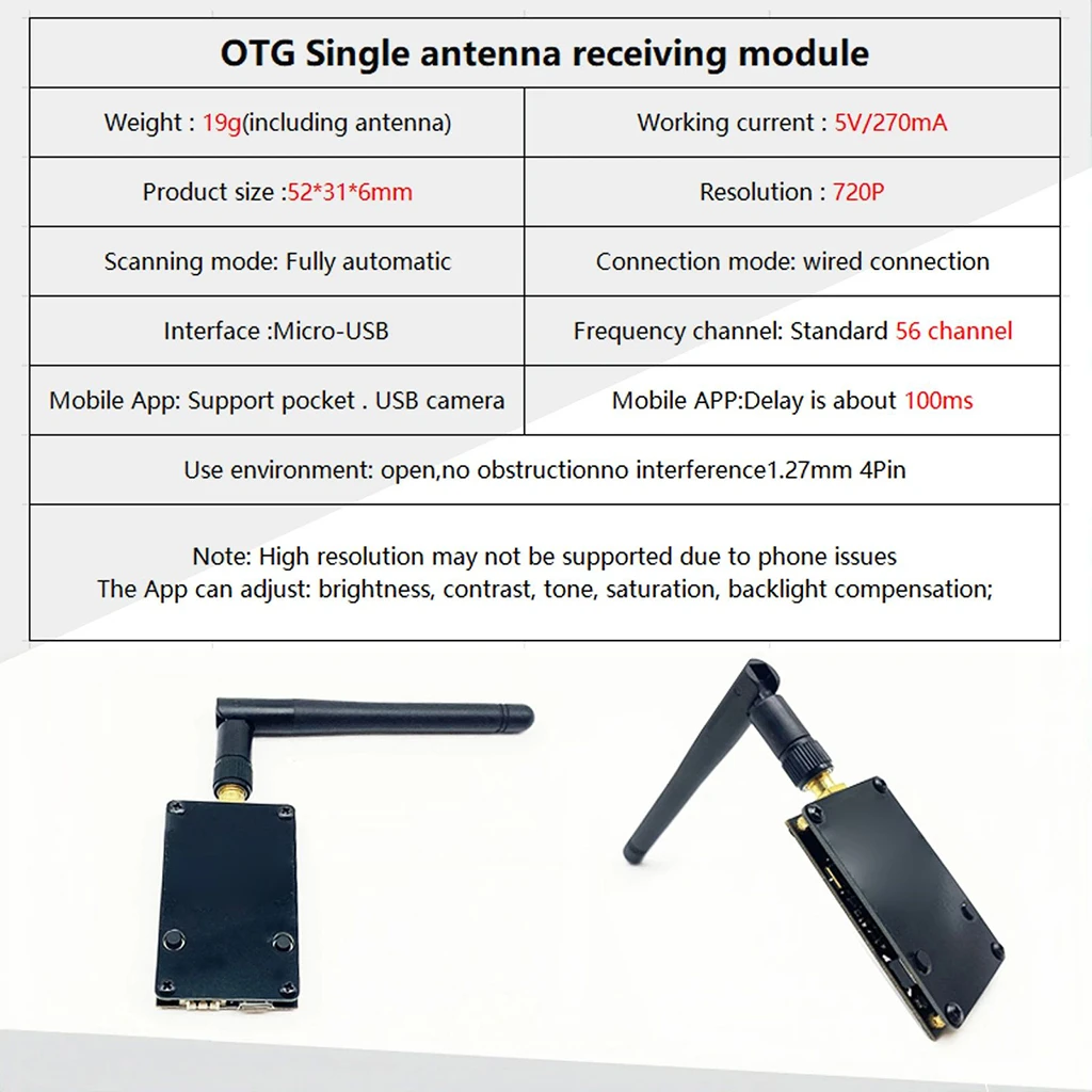 5,8G 56CH 48CH UVC Video-Downlink OTG VR Mobiltelefon-Empfänger + 5,8G 48CH FPV-Empfänger OLED-Display 5-36V SMA für RC-Drohnen – Detail 29