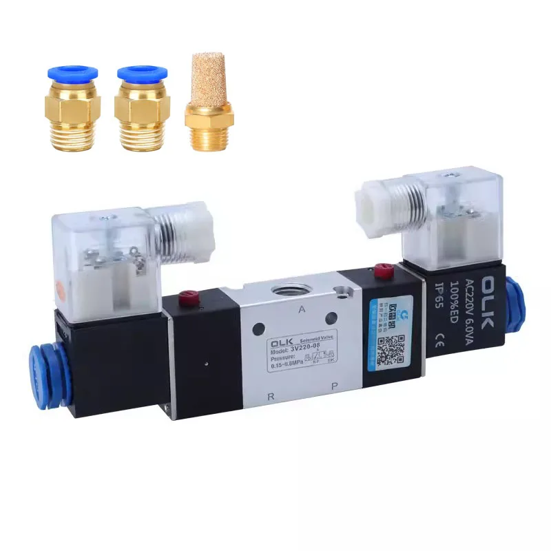 

3V220-08 Pneumatic Air Solenoid Valve 3/2 Way AC220V DC24V AC110V AC12V DC12V Normally Closed Electromagnetic Valves