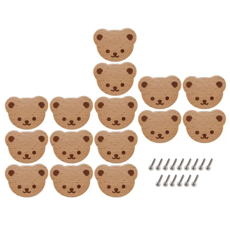 EYFL-30Pcs Furniture Knobs,Wooden Drawer Knobs, Wooden Cupboard Knobs,Bear Drawer Knobs For Kids, Dresser, Drawers,Kitchen