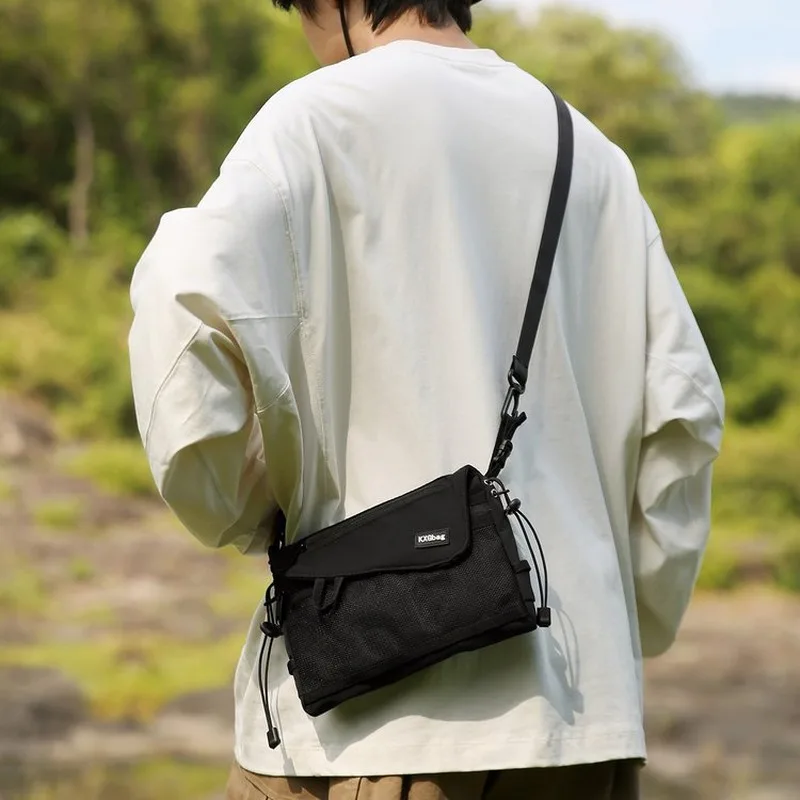 Unisex Urban Outdoor Crossbody Sling Bag Mesh Panel Casual Daypack for Daily Commute Short Trips Street Carry