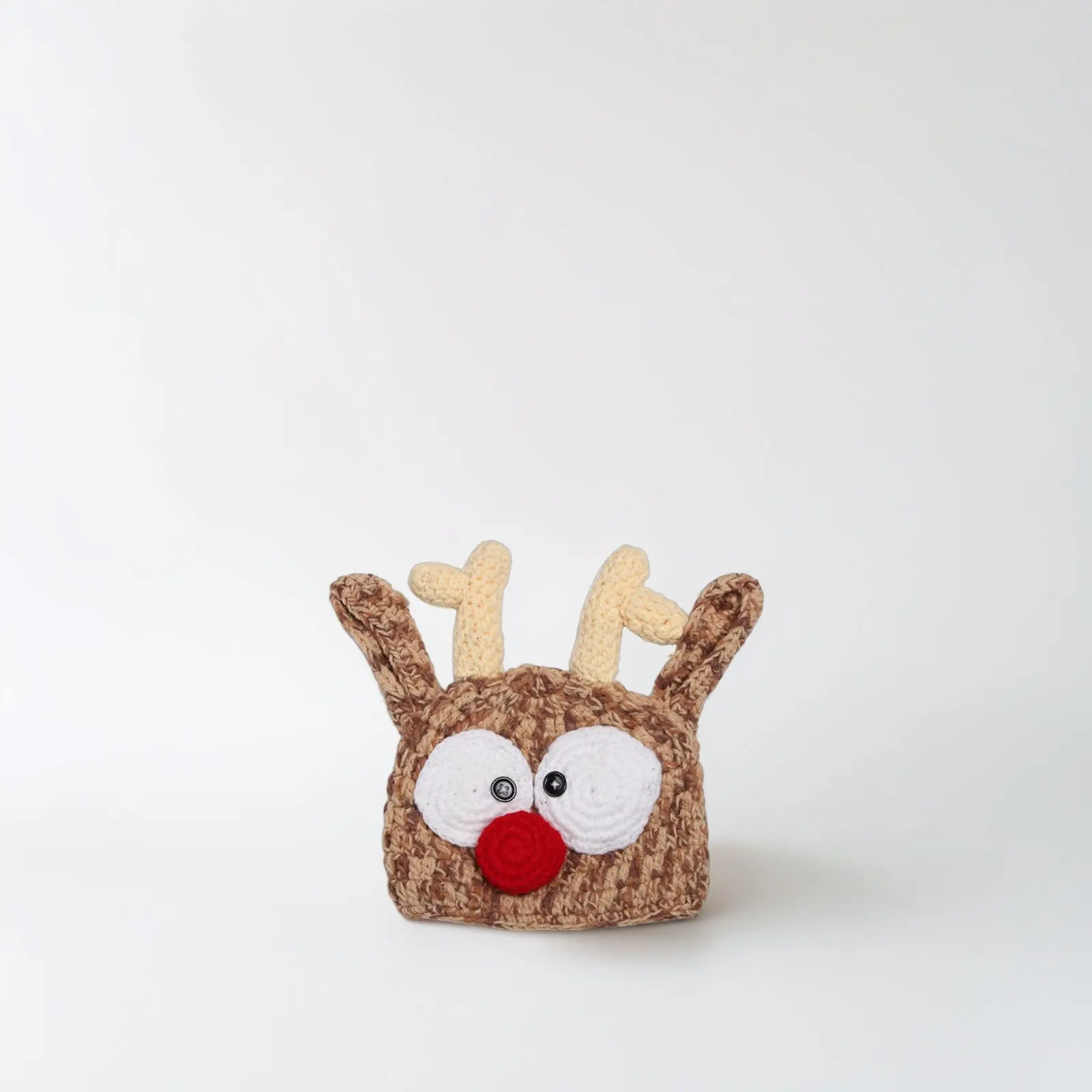 

Baby Knit Reindeer Hat Premium Woolen Yarn Handmade Knitted Crochet Warm Headwear Photography Prop Antlers Reindeer Hat