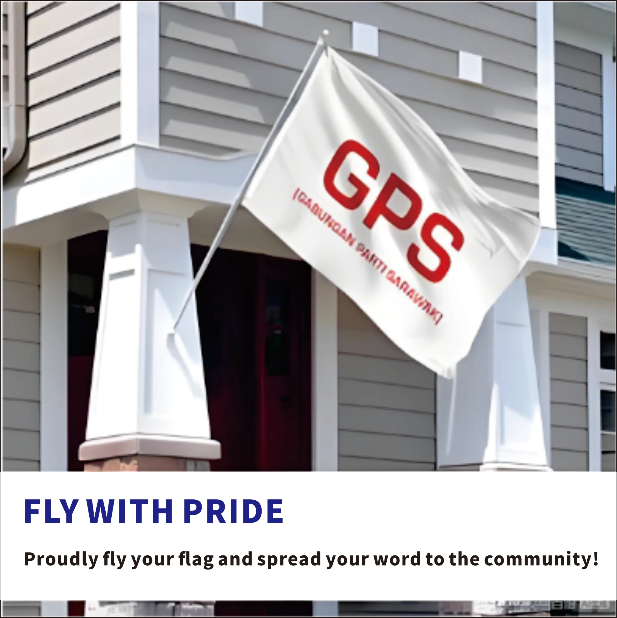 1PC Bandeira Personalizada com Logo GPS em Tecido Satinado para Decoração Externa de Casa e Comunidade