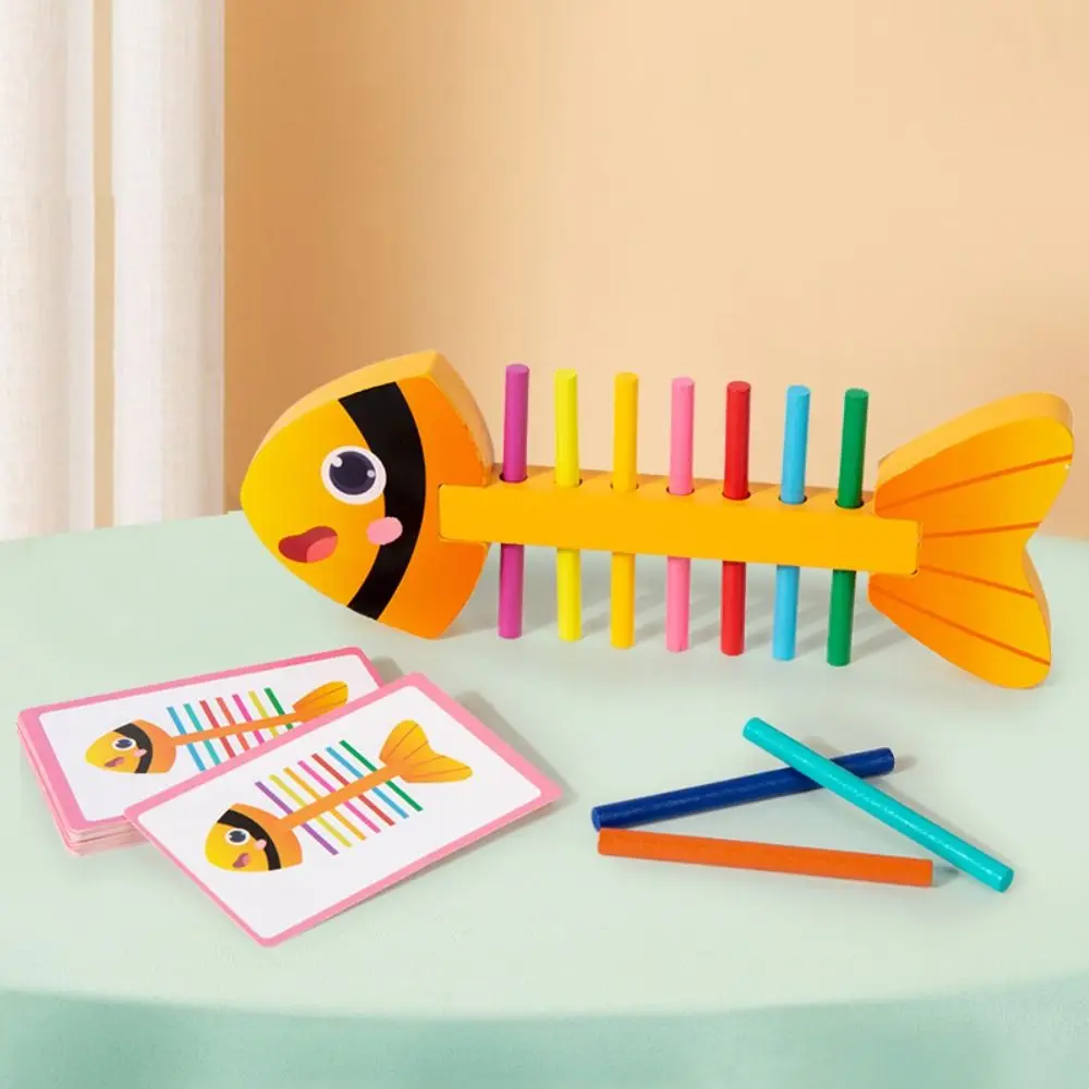 

Wooden Color Matching Stick Balance Games Sensory Toys Color Recognition Color Sorting Puzzle Toy Cartoon Fine Motor