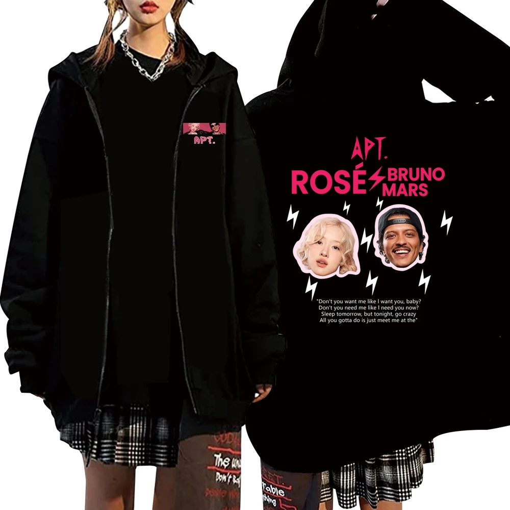 Rose Rosie APT  Zip Up Hoodies Rose and Bruno APT Album Merch Zipper Hoodie Sweatshirts Streetwear