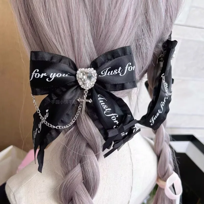 

2pair Goth Butterfly Hair Pin Pendant Asymmetrical Bow Hair Clips for Women Korean Young Girls Hair Clip Lolita Accessories