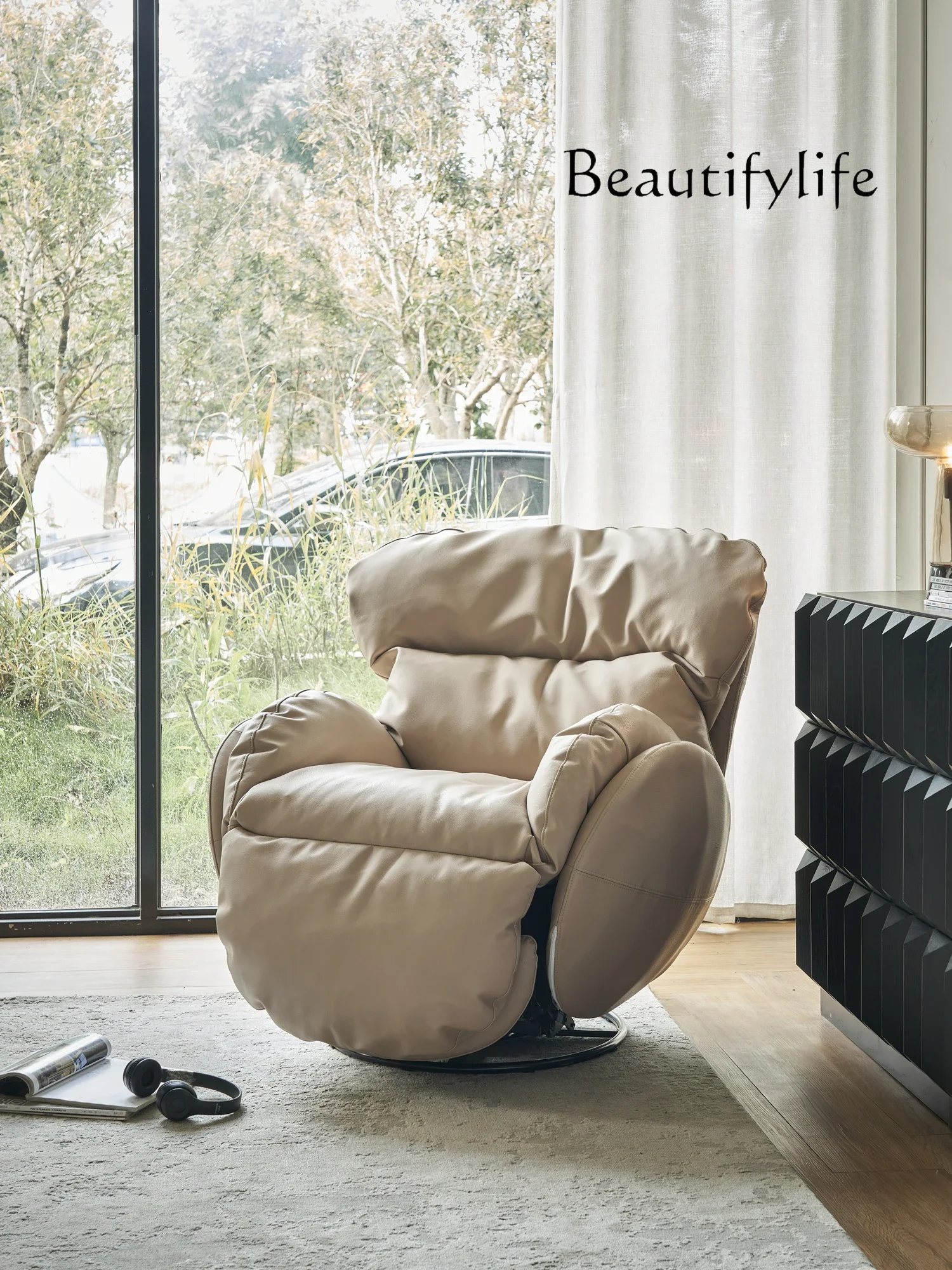 gW Single sofa Electric multi-functional living room Rotating sofa chair Balcony rocking chair Bedroom leather