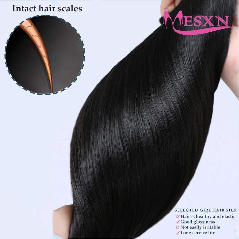 MESXN Tape in Hair Extensions Human Hair 100% Real Natural Hair Tape Weft InsInvisible soft 10pcs 16"-24" Black Brown Blonde