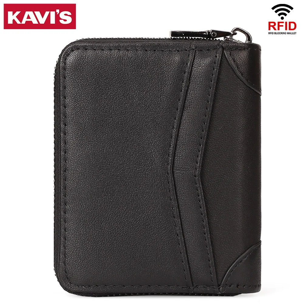 KAVIS Men's credit card bag first layer cowhide large-capacity multi-function anti-theft credit card bag
