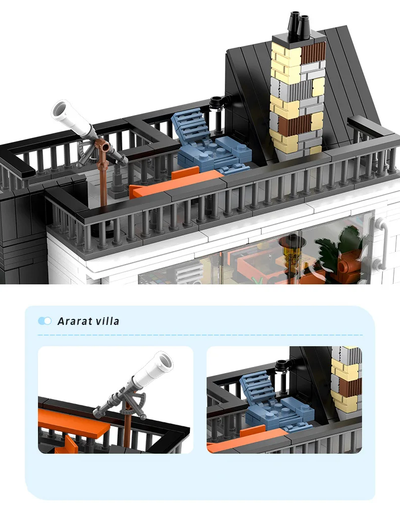 Kreatives Baustein-Set Australien Stadtansicht Ararat Villa Baukasten-Modell Lehrreiches Spielzeug Sammlerstück Mit Beleuchtung – Detail 5